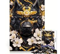 Rompecabezas de 1000 Piezas con diseño de Perro Rottweiler Negro con Detalles Dorados para Adolescentes Piensa estratégicamente, Calma y distracción Ajuste preciso Regalo sincero (38x26cm)