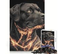 Rompecabezas de 1000 piezas con diseño de perro Rottweiler negro y líneas luminosas para adolescentes Ideal para ejercitar la mente,divertirse sin estrés y con bordes definidos Regalo para las fiestas