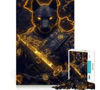 Rompecabezas de 1000 Piezas con diseño de Perro Rottweiler samurái con Katana para Adultos Mejora la Memoria Divertido y Relajante Regalo Ideal para Las Fiestas (38x52cm)