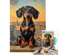 Rompecabezas de 1000 Piezas con diseño de Perro Salchicha y Paisaje Urbano Un desafío para el Desarrollo de la Inteligencia Juguetes adictivos Juegos educativos decoración para el hogar Regalos