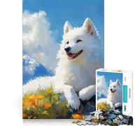 Rompecabezas de 1000 Piezas con diseño de Perro Samoyedo en un Paisaje de montaña para Adolescentes Rompecabezas Inteligente Juguete para Pensar Tiempo de relajación Corte Limpio para Festivales