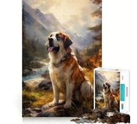 Rompecabezas de 1000 Piezas con diseño de Perro San Bernardo para Adolescentes Desarrolla la Mente y fomenta el Tiempo Libre Diseño de Bordes precisos Regalo Original 50x75cm
