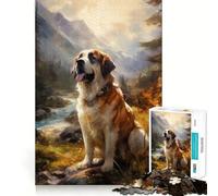 Rompecabezas de 1000 Piezas con diseño de Perro San Bernardo para Adolescentes Juguete para ejercitar la Mente y Relajarse Diseño artístico de Corte preciso 38x26cm