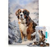 Rompecabezas de 1000 Piezas con diseño de Perro San Bernardo para Adultos Juguete para ejercitar la Mente Imagen Suave y Relajante para armar Un Regalo Encantador (38x26cm)