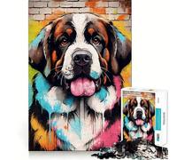 Rompecabezas de 1000 Piezas con diseño de Perro San Bernardo y Grafiti para Adultos Juguete para la Mente, Divertido y Tranquilo Piezas de colección de Arte con Corte preciso (50x75cm)