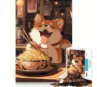 Rompecabezas de 1000 Piezas con diseño de Perro Shiba Inu de Ramen para Adolescentes Refuerza la Memoria y el vínculo Familiar Bordes precisos Regalo Original (38x26cm)