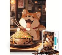 Rompecabezas de 1000 Piezas con diseño de Perro Shiba Ramen para Adultos y Adolescentes Juguete de lógica sólida, Divertido y silencioso Corte de precisión Selección de Deseos de Papá Noel (38x52cm)