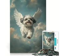Rompecabezas de 1000 Piezas con diseño de Perro Shih Tzu ángel Volando en el Cielo Ideal para estimular la concentración Tecnología Avanzada de Corte láser Juego Mental para Llevar de Viaje Regalo