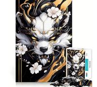 Rompecabezas de 1000 Piezas con diseño de Perro Shih Tzu Dorado con Flores de Cerezo para Adultos Ideal para aliviar el estrés Diseño Elegante Ideal para Pedir Regalos de Papá Noel 50x75cm