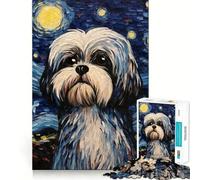 Rompecabezas de 1000 Piezas con diseño de Perro Shih Tzu en Noche Estrellada para Adultos Ideal para Fortalecer la Memoria y Disfrutar en Familia Diseño para armar Elige tu Deseo de Papá Noel 38x52cm