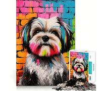 Rompecabezas de 1000 Piezas con diseño de Perro Shih Tzu Estilo Graffiti para Adolescentes Recuerda Mejora tu Estado de ánimo y Calma Arte de Corte nítido Coleccionable 50x75cm