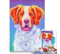 Rompecabezas de 1000 Piezas con diseño de Perro Spaniel Brittany, Ideal para Jugar en Familia, Relajarse intelectualmente cumpleaños y Navidad 38x26cm