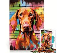 Rompecabezas de 1000 Piezas con diseño de Perro Vizsla y Grafiti Ideal para Adolescentes Juego de concentración Mental con Bordes Lisos y Corte de precisión Navidad (38x26cm)