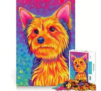 Rompecabezas de 1000 Piezas con diseño de Perro Yorkshire Terrier Adulto diversión,Juego,Corte láser, Tiempo de relajación,Ejercicio Mental en casa (38x52cm)