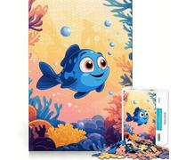 Rompecabezas de 1000 Piezas con diseño de pez Azul Sonriente bajo el Agua, Juguete para Adolescentes, Que estimula la lógica Toda la Familia 50x75cm