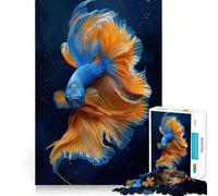 Rompecabezas de 1000 Piezas con diseño de pez Betta Azul y Naranja,articulaciones afiladas,Juguete de construcción Que fomenta la concentración,Juego Tranquilo,diversión para cumpleaños 38x26cm