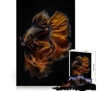 Rompecabezas de 1000 Piezas con diseño de pez Betta Dorado y Negro para Adultos Regalos Que fomentan la lógica, la Tranquilidad y la precisión Navidad (38x52cm)