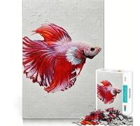 Rompecabezas de 1000 Piezas con diseño de pez Betta Rojo para Adultos y Adolescentes Juguete de Habilidad, Relajante y Divertido Bordes Ajustados Regalo Ideal para Festivales (50x75cm)