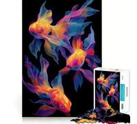Rompecabezas de 1000 Piezas con diseño de pez Dorado neón para Adolescentes Juego Inteligente, Relajante y fácil de armar Un Regalo Encantador (38x52cm)