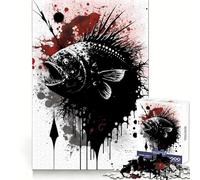 Rompecabezas de 1000 Piezas con diseño de pez Pescador Pintado con Tinta Ideal para Adolescentes Ayuda a Mejorar la Memoria y a Relajarse fácilmente Regalar en Vacaciones (38x26cm)