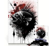 Rompecabezas de 1000 Piezas con diseño de pez Pescador Pintado con Tinta, Ideal para Adolescentes Un Juego de ingenio, Divertido y silencioso Bordes Lisos Regalo de cumpleaños (50x75cm)