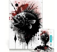 Rompecabezas de 1000 Piezas con diseño de pez Pescador Pintado con Tinta para Adultos Juego Mental Divertido con tecnología Avanzada de Corte láser Un desafío entretenido para Pasar el Tiempo