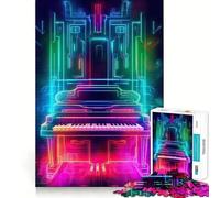 Rompecabezas de 1000 Piezas con diseño de Pianista Tecno neón para Adultos Juguete Mental Relajante y Divertido Corte Premium Regalo de cumpleaños 38x26cm