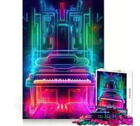 Rompecabezas de 1000 Piezas con diseño de Pianista Tecno neón para Adultos Juguete Mental Relajante y Divertido Corte Premium Regalo de cumpleaños 38x26cm