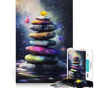 Rompecabezas de 1000 Piezas con diseño de Piedras apiladas y Flores para Adolescentes Juguete Inteligente para Fortalecer los Lazos Familiares Piezas de colección con Corte preciso 38x52cm