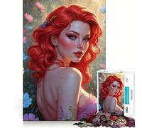 Rompecabezas de 1000 Piezas con diseño de Pin-up Pelirroja y Flores Silvestres para Adultos Ideal para Fortalecer la Memoria, divertirse, Jugar con Estilo y Encontrar un Regalo Elegante (38x26cm)