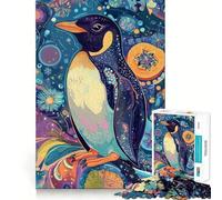 Rompecabezas de 1000 Piezas con diseño de pingüino Azul psicodélico para Adolescentes Juguete para ejercitar la Mente, Ideal para Relajarse y Disfrutar del Arte Regalo Original 38x52cm