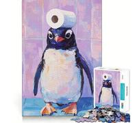 Rompecabezas de 1000 Piezas con diseño de pingüino con Sombrero de Papel higiénico para Adolescentes Ideal para estimular la Memoria, entretenerse en casa o armar Un Regalo Encantador (38x52cm)