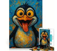Rompecabezas de 1000 Piezas con diseño de pingüino de Dibujos Animados con la Lengua Fuera Decoración con Corte preciso Juego Mental Regalo Ideal para Relajarse y Disfrutar en cumpleaños (50x75cm)