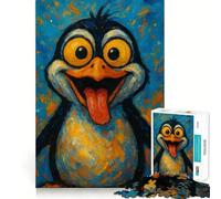 Rompecabezas de 1000 Piezas con diseño de pingüino de Dibujos Animados con la Lengua Fuera Diseño de Corte preciso Ideal para desarrollar la lógica,el Pensamiento,la Calma