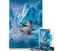 Rompecabezas de 1000 Piezas con diseño de pingüino resbalando sobre Hielo Juguete para ejercitar la Mente Arte Relajante y Divertido Objeto de colección (38x52cm)