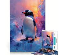 Rompecabezas de 1000 Piezas con diseño de pingüino sobre Hielo y Fondo Colorido para Adolescentes Juguete Educativo para fomentar la conexión Entre compañeros Corte Regalo Memorable