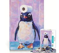 Rompecabezas de 1000 Piezas con diseño de pingüino y Papel higiénico para Adolescentes Mejora la Memoria Fácil de Usar Ideal para el Ocio Diseño de Pared con Corte Firme (50x75cm)