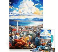 Rompecabezas de 1000 Piezas con diseño de Pintura al óleo de Reikiavik para Adolescentes Juguete para estimular la lógica Diversión en Interiores Borde Premium Regalo Memorable (50x75cm)