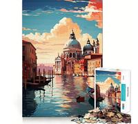 Rompecabezas de 1000 Piezas con diseño de Pintura al óleo de Venecia para Adultos Juego de Memoria Cerebral Encaje Huecos Actividad Relajante para un Descanso Mental (50x75cm)