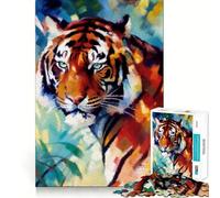 Rompecabezas de 1000 Piezas con diseño de Pintura de Tigre en Acuarela para Adultos Juguete para la Mente, Juego Relajante, Bordes precisos, Regalo conmovedor 38x52cm