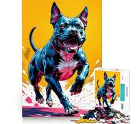 Rompecabezas de 1000 Piezas con diseño de Pit Bull Corriendo para Adultos Ideal para ejercitar la Memoria, entretenerse y armar Colección de Arte (38x26cm)