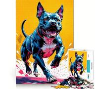 Rompecabezas de 1000 Piezas con diseño de Pit Bull Corriendo para Adultos Ideal para estimular la Memoria, Relajarse y Jugar con Rompecabezas Corte Suave Regalo de cumpleaños (38x52cm)