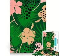 Rompecabezas de 1000 Piezas con diseño de Plantas Tropicales y Palmeras Bordes Juego cognitivo y Divertido Juego Lento Divertido Decoración navideña Arte (50x75cm)