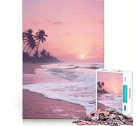 Rompecabezas de 1000 Piezas con diseño de Playa arenosa y Puesta de Sol sobre el océano para Adolescentes Juego Inteligente para Jugar en Grupo Imagen para armar y Decorar la Pared (38x52cm)