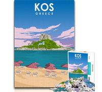 Rompecabezas de 1000 Piezas con diseño de Playa de KOS, Grecia, para Adolescentes Un Juego desafiante y Familiar con Piezas aleatorias Que se entrelazan por Completo, 38x26cm
