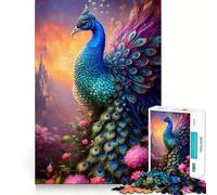 Rompecabezas de 1000 Piezas con diseño de Pluma de Pavo Real para Adultos y Adolescentes Juego Mental, diversión Tranquila, Bordes Afilados, Regalo Memorable (38x26cm)