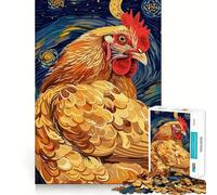 Rompecabezas de 1000 Piezas con diseño de Pollo en la Noche Estrellada Arte de Corte preciso Juego Creativo para ejercitar la Mente Tiempo de Juego Tranquilo Regalo Ideal para cumpleaños
