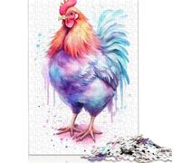 Rompecabezas de 1000 Piezas con diseño de Pollos en Acuarela, Juguete Educativo. 1000 Piezas (75 x 50 cm)
