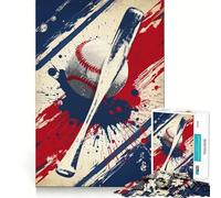 Rompecabezas de 1000 Piezas con diseño de póster de béisbol Retro para Adolescentes Juguete de lógica Que estimula la Mente y relaja Bordes definidos Regalo Elegante (38x26cm)