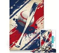Rompecabezas de 1000 Piezas con diseño de póster de béisbol Retro para Adultos Ayuda a Mejorar la Memoria y Calma la Mente Diseño Creativo para armar Regalo Ideal (38x52cm)